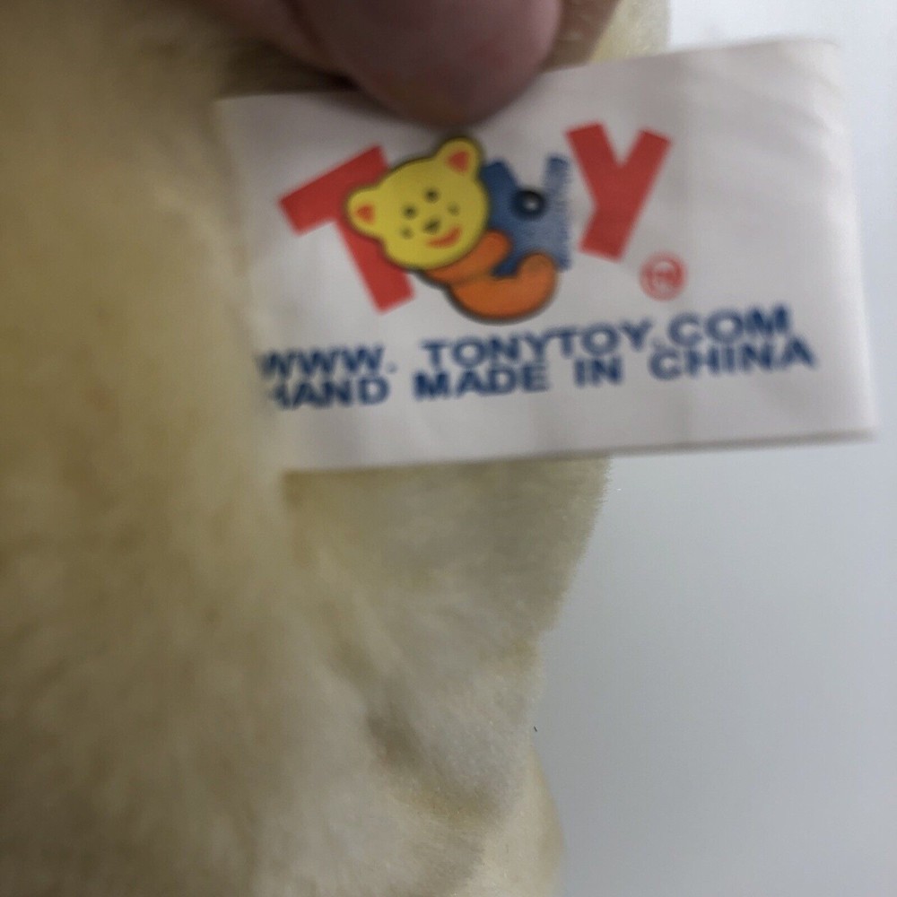 Tonytoy Puli Teddy Bear Plush Stuffed Animal Light Yellow Cream Red Bow 10" TAG - Picture 10 of 12